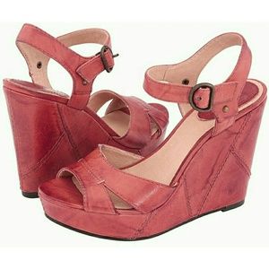Frye Corrina Leather Campus Wedge Burnt Red